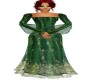 Green Gown w Floral Trim