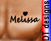 Name Melissa chest tatto