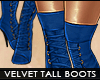 ! velvet laced boots blu