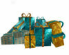teal & gold presents