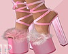 Pink Fur Sandals Heels