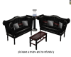 black red couch set