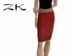 ZK-Red Silk Pencil Skirt