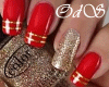 ! Gold Red Nails + Rings