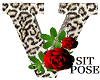 Leopard Rose Letter V