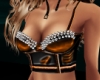 Brown Leather Spike Top