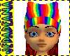 rainbow hat, red hair