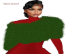 Green holiday fur shawl