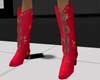 oriental red satin boots