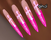 q! pink cross nails