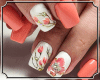 Floral WhiteOrange Nails