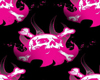 pink/black flaming skull