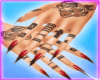 Red Nails + Tatts Hands