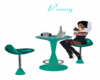 {DW} Teal table & chairs