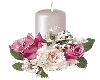 White Candle w/Roses