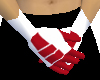 red and white gloves