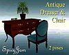 Antq Dresser w/Chair Blu