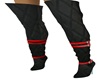 black leather +red boots