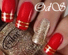 _ Gold Red Nails + Rings