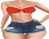 JEAN SHORTS N RED TOP