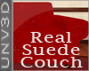 Red Suede Cuddly Couch
