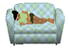 blue plaid baby couch