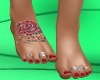 Rose Tatt Feet Red Nails