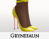 Yellow pink heels nylons