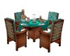 TEAL/WOOD DINING TABLE