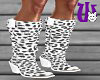 Leopard Fuzzy Boots whte