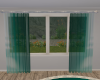 Green and White Curtains