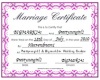 Pink wedding certificate