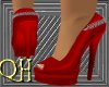 red satin chained heels