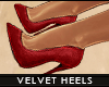 ! velvet heels . red
