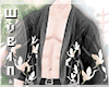 W Black Crane Kimono