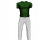 green tee/ white pants