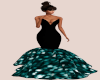 Teal Bokeh Fishtail Gown