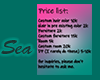 Sea~ Price list