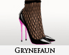 black pink heels fishnet
