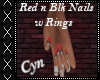 Red N Black Nailsw Rings