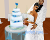 blue tear wedding cake