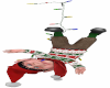 elf hanging from lights