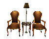 Gold Chairs w/lamp table