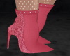 Pink Lace Mini Boots